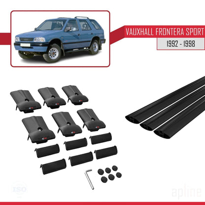 Compatible with Vauxhall Frontera Sport 1992-1998 FLY Model Car Roof Rack Cross Bar Black Aluminium 3 Bars