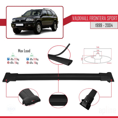 Compatible with Vauxhall Frontera 2 Sport 1999-2004 FLY Model Car Roof Rack Cross Bar Black Aluminium 3 Bars