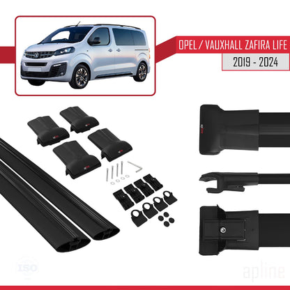 Compatible with Opel Zafira Life 2019-2025 FLY Model Car Roof Rack Cross Bar Black Aluminium 2 Bars