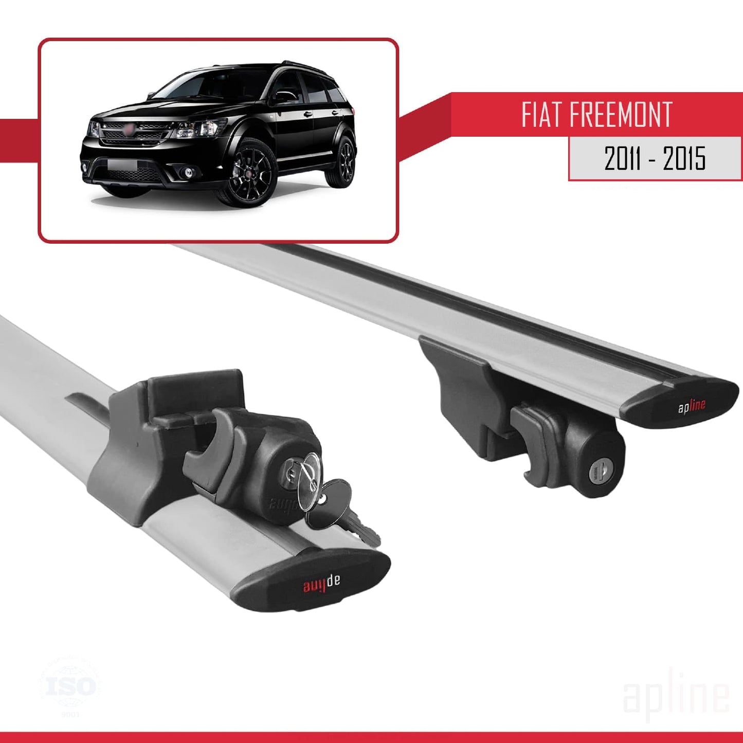 Compatible with Fiat Freemont 2011-2015 HOOK Model Car Roof Rack Cross Bar Grey Aluminium 2 Bars