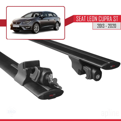 Compatible with Seat Leon 3 (5F) Cupra ST 2013-2020 HOOK Model Car Roof Rack Cross Bar Black Aluminium 2 Bars