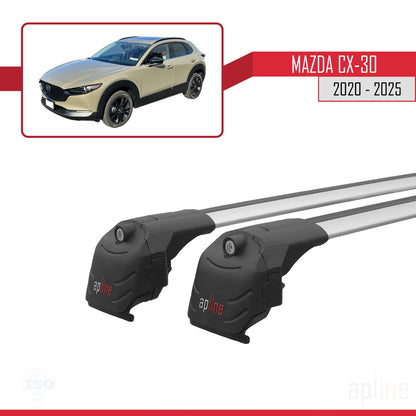Compatible with Mazda CX-30 2020-2025 ACE-2 Car Roof Rack Cross Bar Grey Aluminium 2 Bars