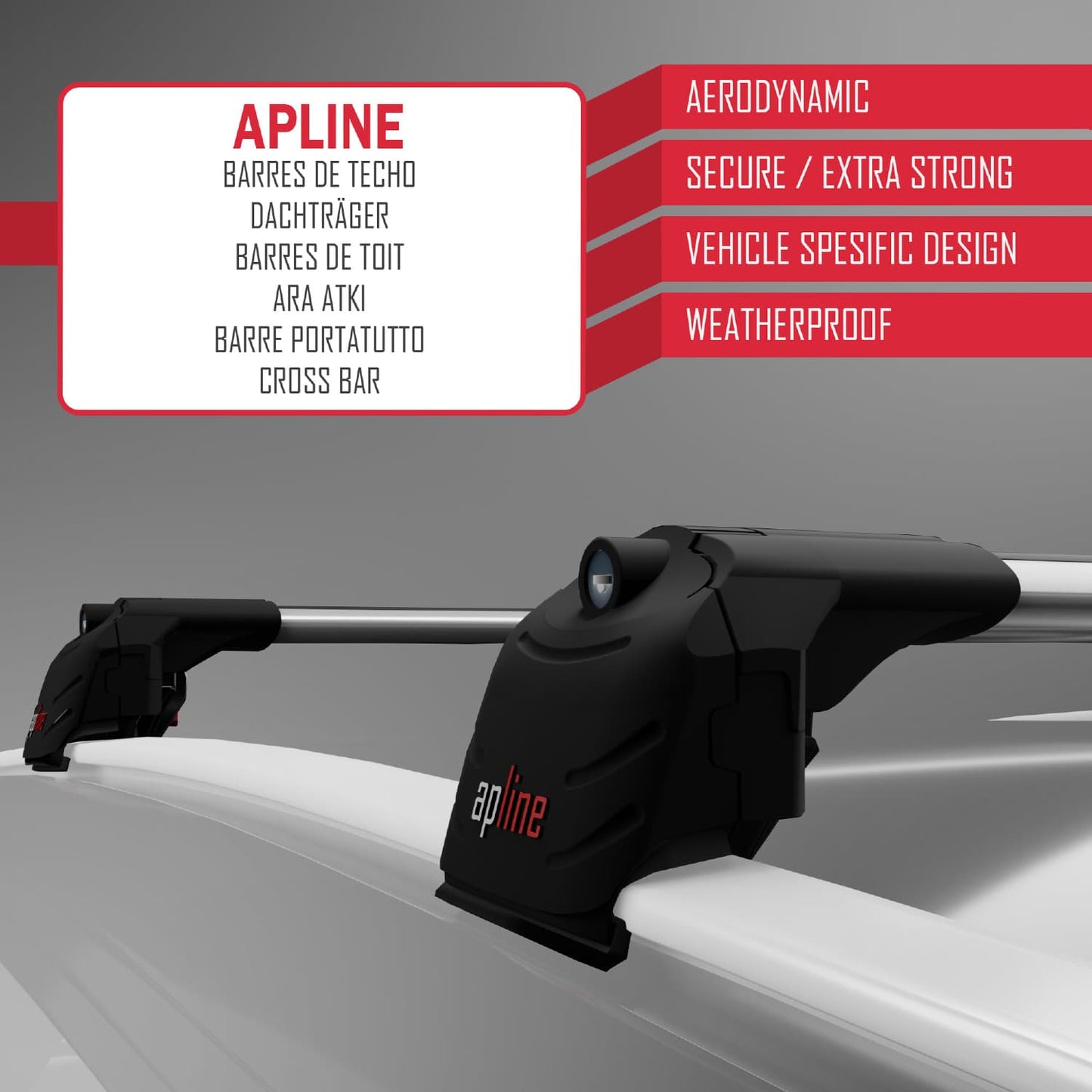 Compatible with Mazda CX-30 2020-2025 ACE-2 Car Roof Rack Cross Bar Grey Aluminium 2 Bars