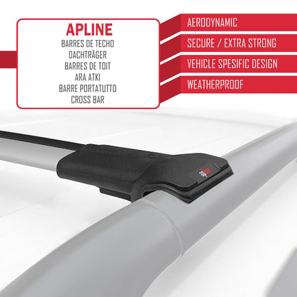 Compatible with Ssangyong Kyron 2005-2014 FLY Model Car Roof Rack Cross Bar Grey Aluminium 2 Bars