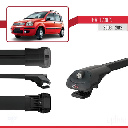 Compatible with Fiat Panda 2 (169) 2003-2012 ACE-1 Car Roof Rack Cross Bar Black Aluminium 2 Bars