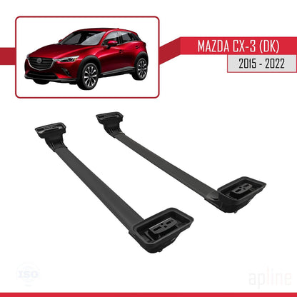 Compatible with Mazda CX-3 (DK) 2015-2022 ACE-3 Car Roof Rack Cross Bar Black Aluminium 2 Bars