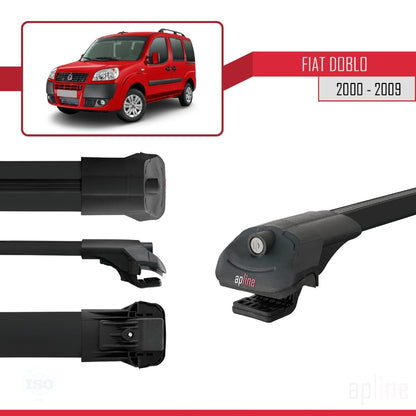 Compatible with Fiat Doblo 2000-2009 ACE-1 Car Roof Rack Cross Bar Black Aluminium 3 Bars