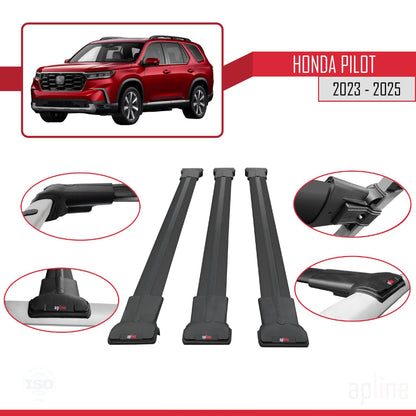 Compatible with Honda Pilot 2023-2025 Fly Model Car Roof Rack Cross Bar Black Aluminium 3 Bars