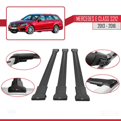 Compatible with Mercedes E Class S212 2013-2016 Fly Model Car Roof Rack Cross Bar Black Aluminium 3 Bars