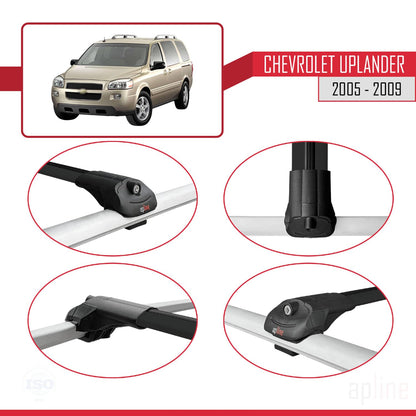 Compatible with Chevrolet Uplander 2005-2009 ACE-1 Car Roof Rack Cross Bar Black Aluminium 2 Bars