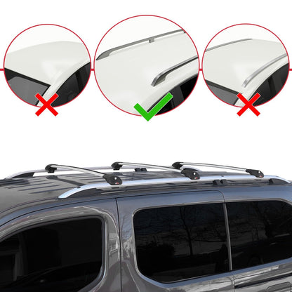 Compatible with Vauxhall Combo E Life 2019-2022 ACE-1 Car Roof Rack Cross Bar Grey Aluminium 3 Bars