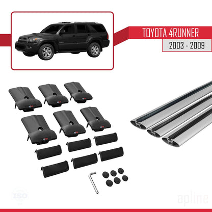 Compatible with Toyota 4Runner 2003-2009 Fly Model Car Roof Rack Cross Bar Grey Aluminium 3 Bars