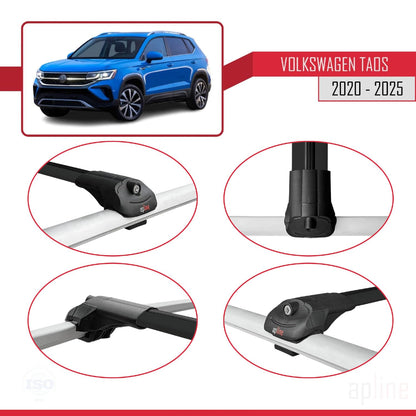 Compatible with Volkswagen Taos 2021-2025 ACE-1 Car Roof Rack Cross Bar Black Aluminium 3 Bars