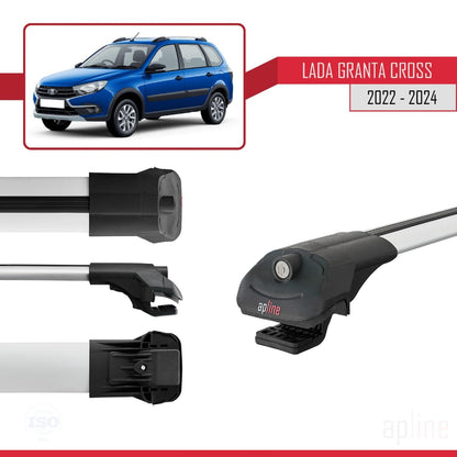 Compatible with Lada Granta Cross 2022-2024 ACE-1 Car Roof Rack Cross Bar Grey Aluminium 2 Bars