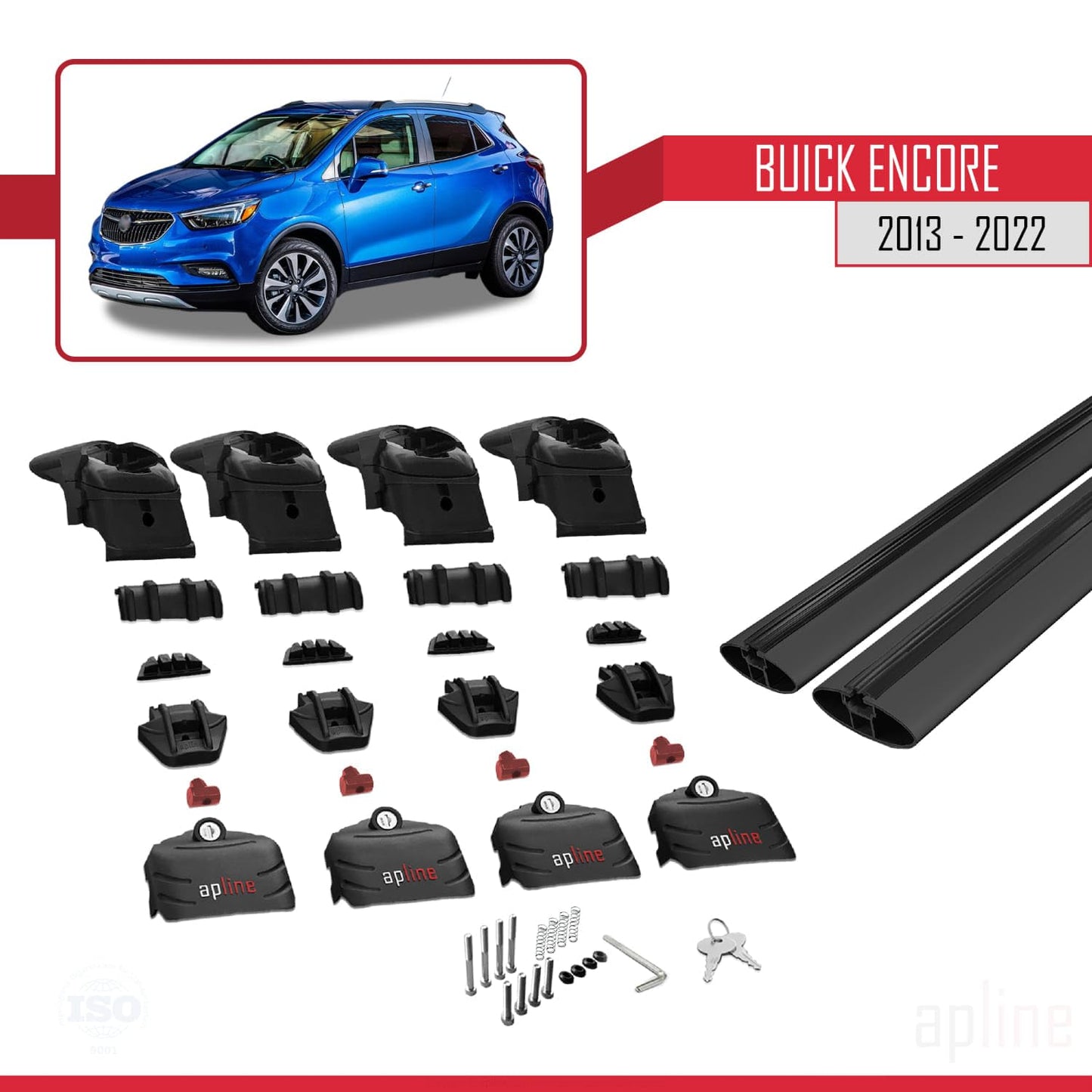 Compatible with Buick Encore 2013-2022 ACE-2 Car Roof Rack Cross Bar Black Aluminium 2 Bars
