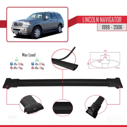 Compatible with Lincoln Navigator 1998-2006 Fly Model Car Roof Rack Cross Bar Black Aluminium 2 Bars