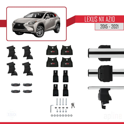 Compatible with Lexus NX (AZ10) 2015-2021 ACE-4 Car Roof Rack Cross Bar Grey Aluminium 2 Bars