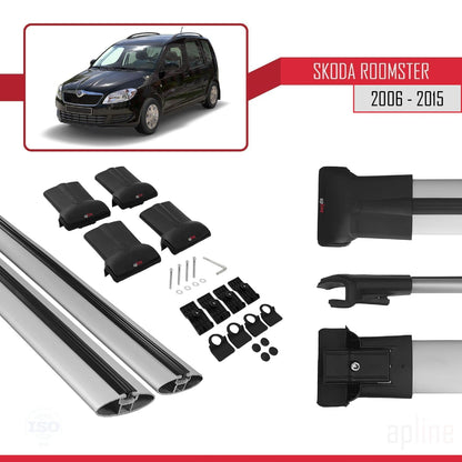 Compatible with Skoda Roomster 2006-2015 Fly Model Car Roof Rack Cross Bar Grey Aluminium 2 Bars