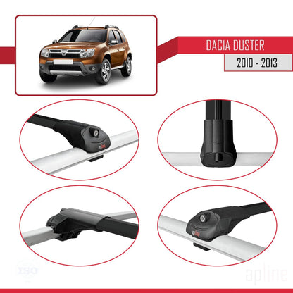 Compatible with Dacia Duster (HS) Pre-Facelift 2010-2013 ACE-1 Car Roof Rack Cross Bar Black Aluminium 3 Bars