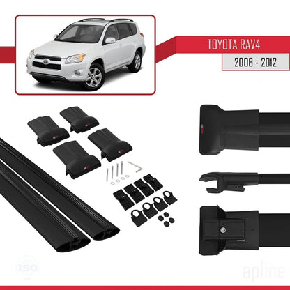 Compatible with Toyota RAV4 III (XA30) 2006-2012 Fly Model Car Roof Rack Cross Bar Black Aluminium 2 Bars