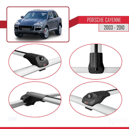 Compatible with Porsche Cayenne (9PA) 2003-2010 ACE-1 Car Roof Rack Cross Bar Grey Aluminium 3 Bars
