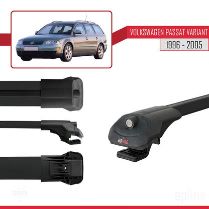 Compatible with VW Passat B5 Variant 1996-2005 ACE-1 Car Roof Rack Cross Bar Black Aluminium 3 Bars