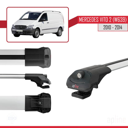 Compatible with Mercedes Vito 2 (W639) Post-Facelift 2010-2014 ACE-1 Car Roof Rack Cross Bar Grey Aluminium 4 Bars