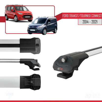 Compatible with Ford Transit/Tourneo Connect 2 2014-2021 ACE-1 Car Roof Rack Cross Bar Grey Aluminium 2 Bars