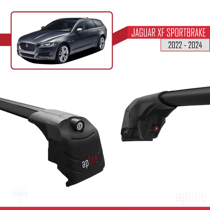 Compatible with Jaguar XF S 2018-2024 ACE-2 Car Roof Rack Cross Bar Black Aluminium 2 Bars