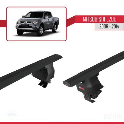 Compatible with Mitsubishi L200 IV 2006-2014 ACE-4 Car Roof Rack Cross Bar Black Aluminium 2 Bars