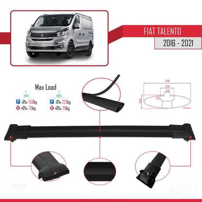 Compatible with Fiat Talento 2016-2021 Fly Model Car Roof Rack Cross Bar Black Aluminium 2 Bars