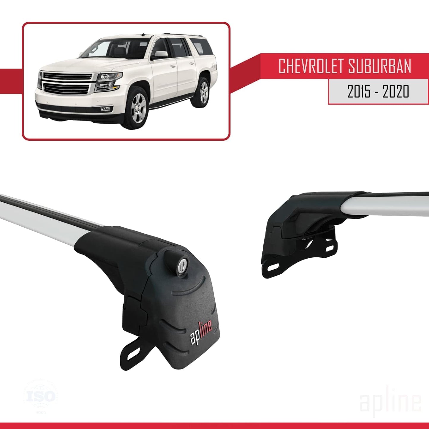 Compatible with Chevrolet Suburban 2015-2020 ACE-2 Car Roof Rack Cross Bar Grey Aluminium 2 Bars