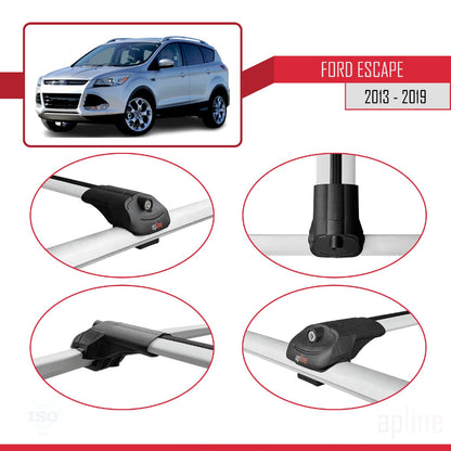 Compatible with Ford Escape 3 2013-2019 ACE-1 Car Roof Rack Cross Bar Grey Aluminium 2 Bars