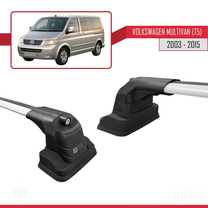Compatible with Volkswagen Multivan (T5) 2003-2015 ACE-3 Car Roof Rack Cross Bar Grey Aluminium 2 Bars