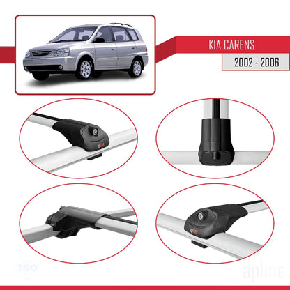 Compatible with Kia Carens Post-Facelift 2002-2006 ACE-1 Car Roof Rack Cross Bar Grey Aluminium 2 Bars