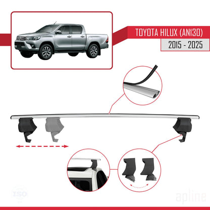 Compatible with Toyota Hilux 8 (AN130) 2015-2025 ACE-4 Car Roof Rack Cross Bar Grey Aluminium 2 Bars