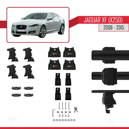 Compatible with Jaguar XF (X250) 2008-2015 ACE-4 Car Roof Rack Cross Bar Black Aluminium 2 Bars