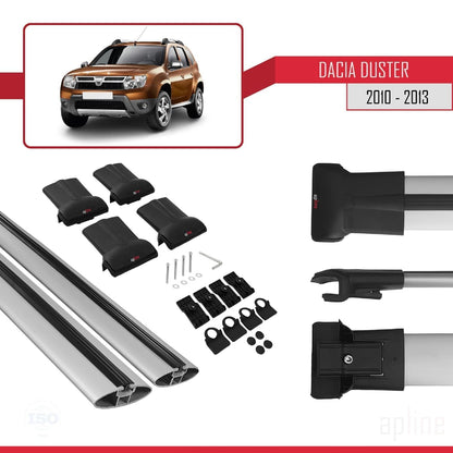 Compatible with Dacia Duster (HS) Pre-Facelift 2010-2013 Fly Model Car Roof Rack Cross Bar Grey Aluminium 2 Bars