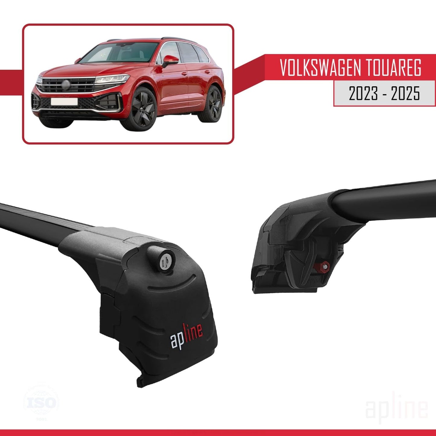 Compatible with VW Touareg 2023-2025 ACE-2 Car Roof Rack Cross Bar Black Aluminium 2 Bars