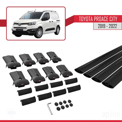 Compatible with Toyota Proace City 2019-2022 Fly Model Car Roof Rack Cross Bar Black Aluminium 4 Bars