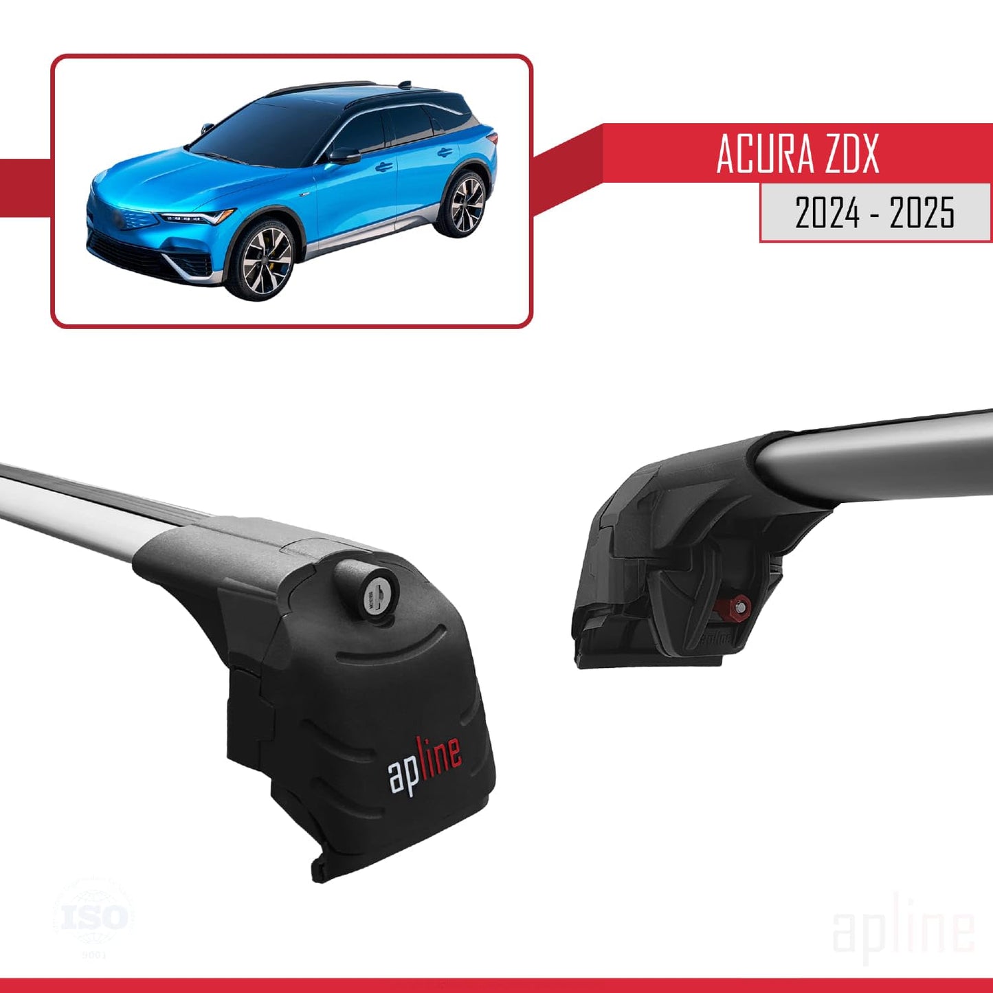 Compatible with Audi Acura ZDX 2024-2025 ACE-2 Car Roof Rack Cross Bar Grey Aluminium 2 Bars