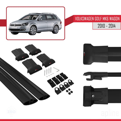 Compatible with VW Golf Mk6 Wagon 2010-2014 Fly Model Car Roof Rack Cross Bar Black Aluminium 2 Bars