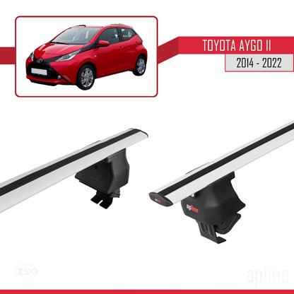 Compatible with Toyota Aygo 2 2014-2022 ACE-4 Car Roof Rack Cross Bar Grey Aluminium 2 Bars