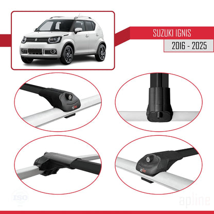 Compatible with Suzuki Ignıs 2016-2025 ACE-1 Car Roof Rack Cross Bar Black Aluminium 2 Bars