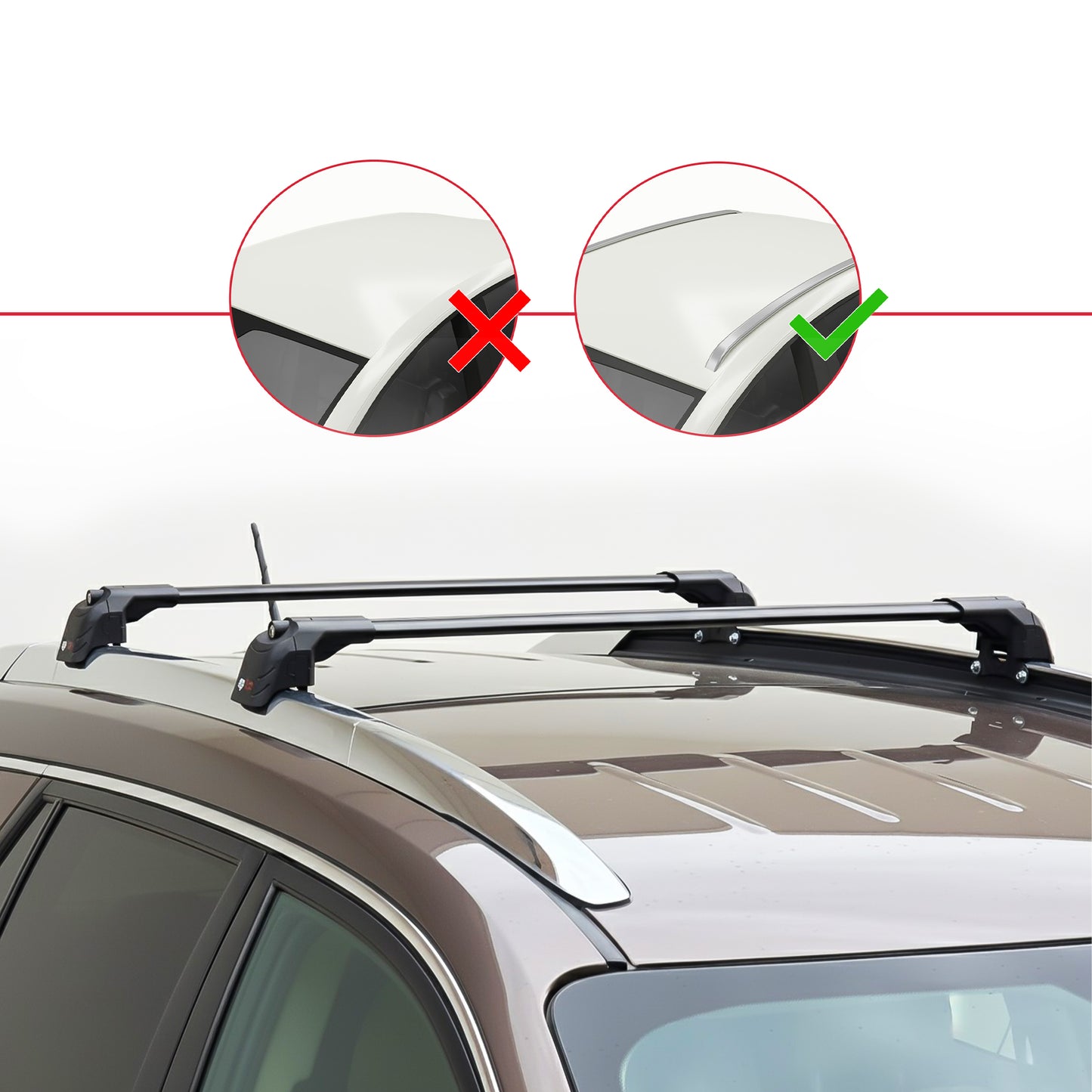 Compatible with Buick Enclave 2008-2017 ACE-2 Model Roof Rack Black 2 Aluminium Bars