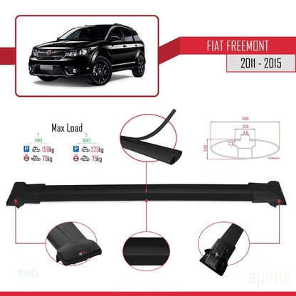Compatible with Fiat Freemont 2011-2015 Fly Model Car Roof Rack Cross Bar Black Aluminium 2 Bars