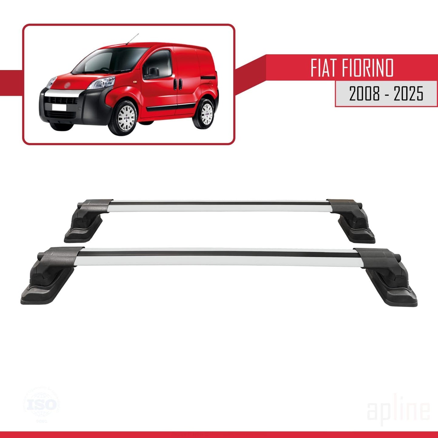Compatible with Fiat Fiorino 2008-2025 ACE-3 Car Roof Rack Cross Bar Grey Aluminium 2 Bars