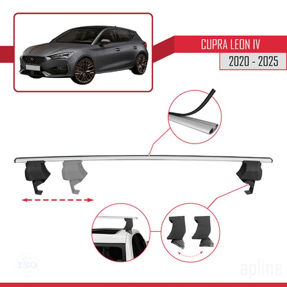 Compatible with Seat/Cupra Leon 4 2020-2025 ACE-4 Car Roof Rack Cross Bar Grey Aluminium 2 Bars