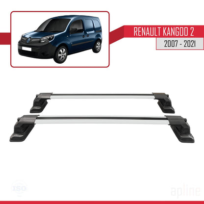 Compatible with Renault Kangoo 2 2007-2021 ACE-3 Car Roof Rack Cross Bar Grey Aluminium 2 Bars