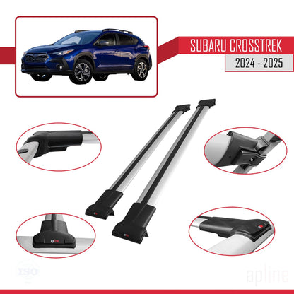 Compatible with Subaru Crosstrek 2024-2025 Fly Model Car Roof Rack Cross Bar Grey Aluminium 2 Bars